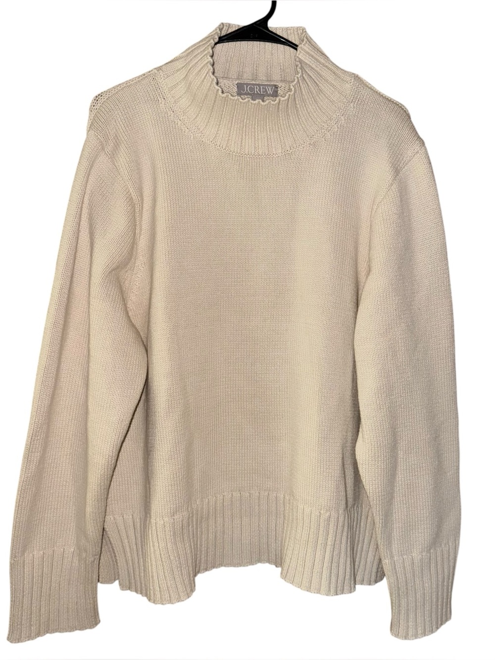 J. Crew Cozy Cotton Cream Turtleneck Sweater women’s sz XXL cotton Relaxed fit - Picture 3 of 13